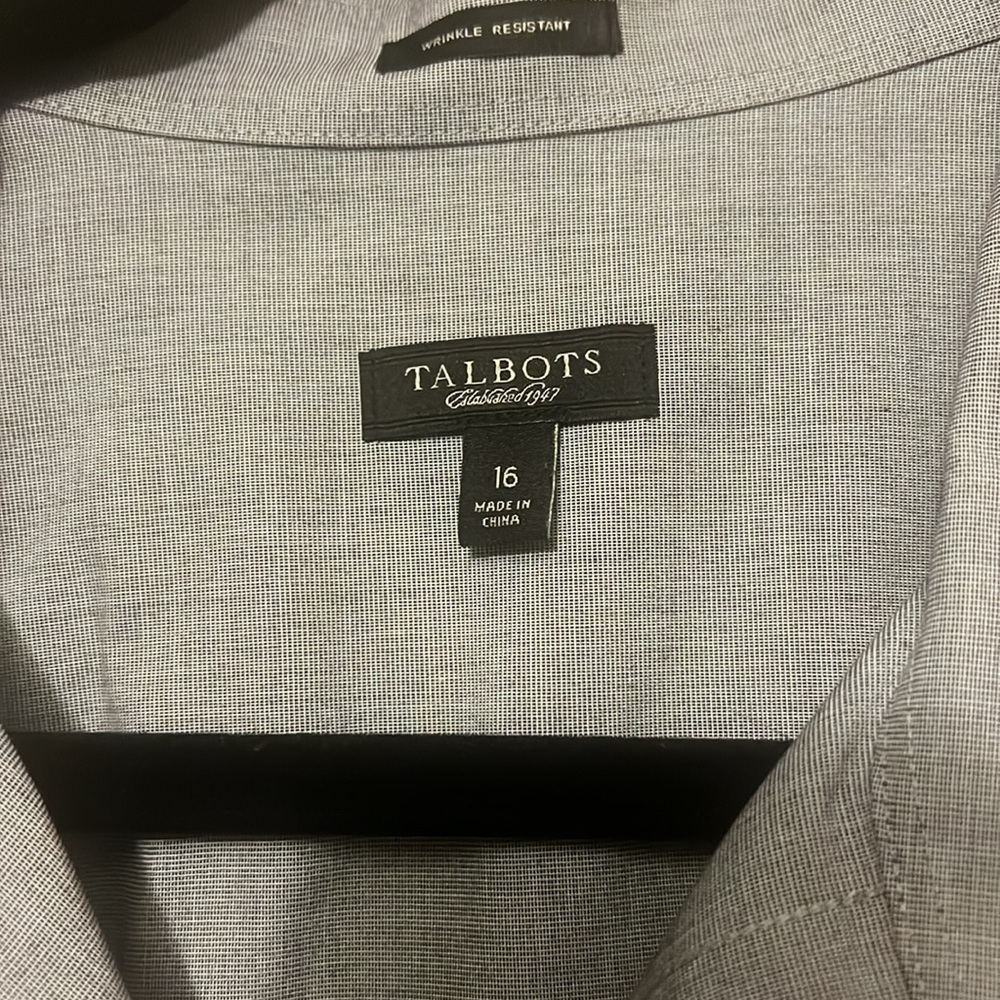 Talbots size 16 wrinkle resistant gray boyfriend shirt bottom down old money - Picture 2 of 7